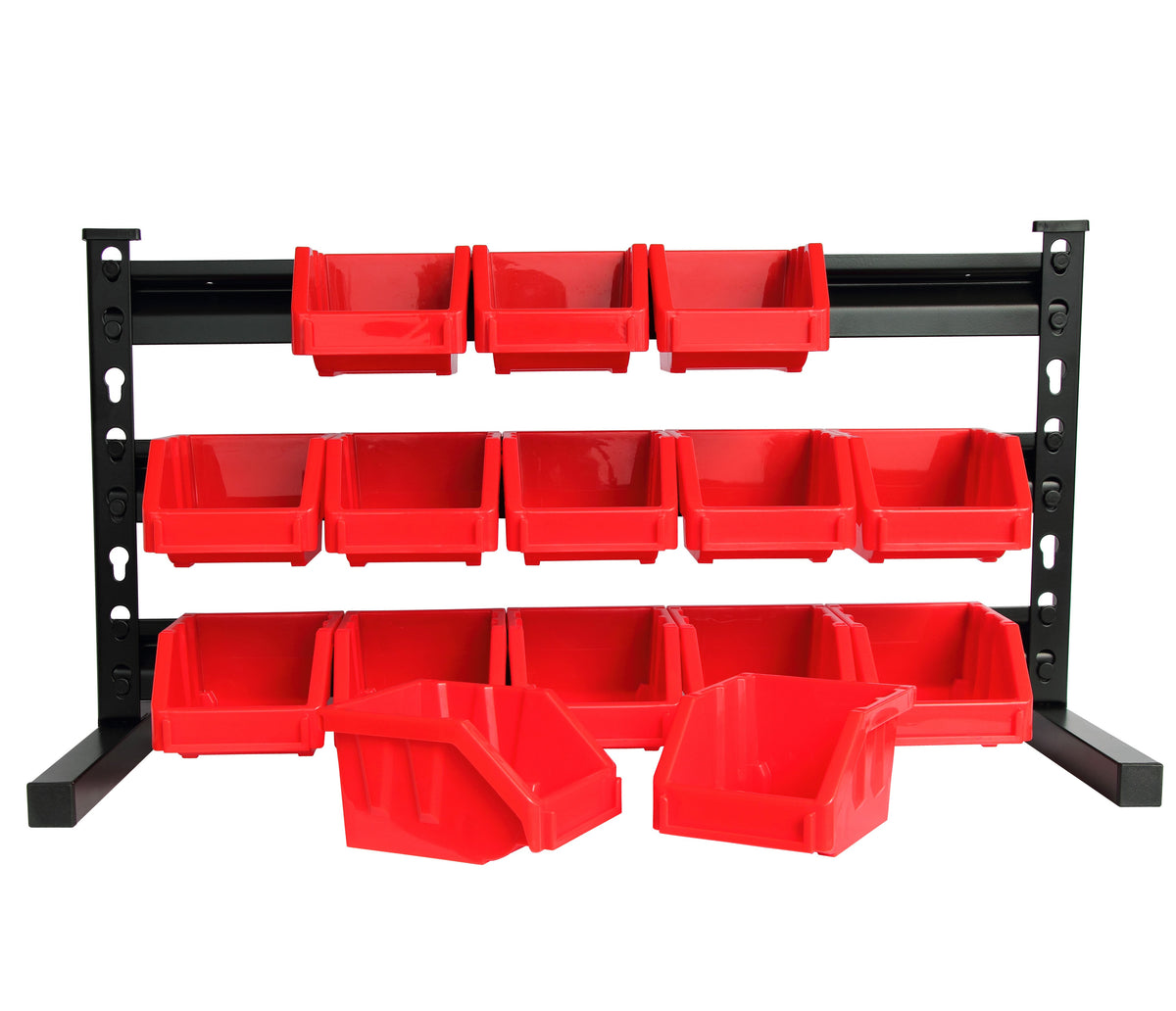 KING'S RACK Bin Storage System Organizer w/ 15 Plastic Bins in 3 tiers