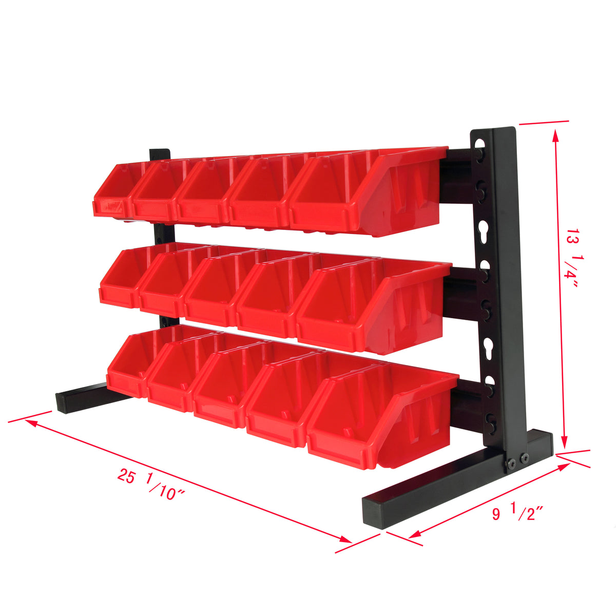 KING'S RACK Bin Storage System Organizer w/ 15 Plastic Bins in 3 tiers