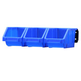 KING'S RACK Wall Mount Hanging Bin Rack Storage System Organizer  w/ 6 Blue Plastic Bins