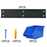 KING'S RACK Wall Mount Hanging Bin Rack Storage System Organizer  w/ 6 Blue Plastic Bins