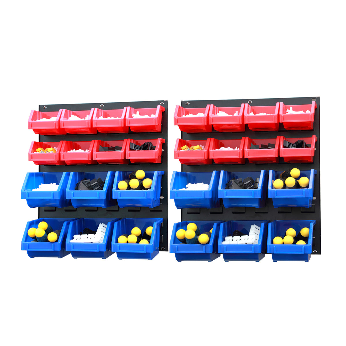 King's Rack Wall Mount Hanging Bin Storage System w/ 14 Plastic Bins