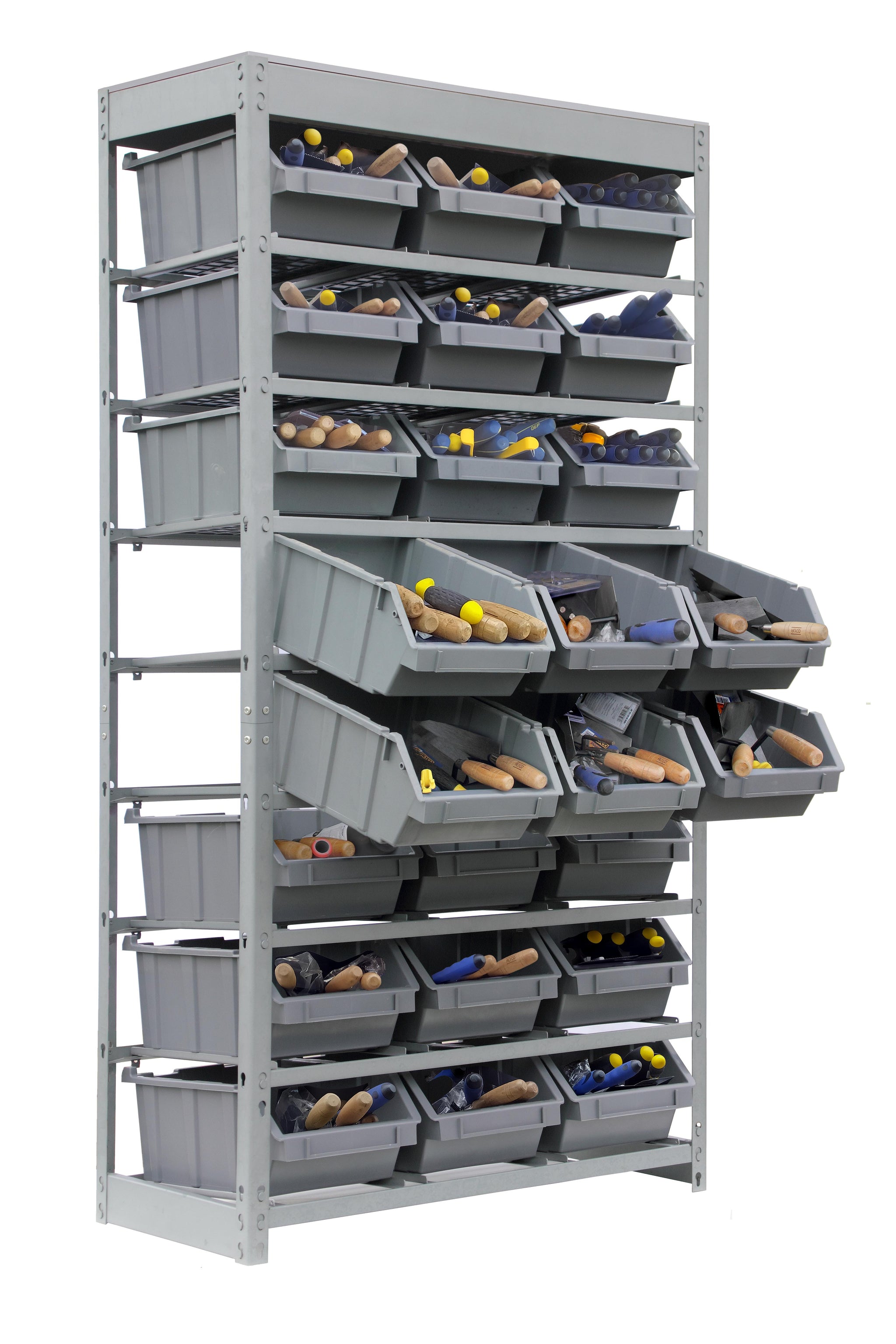 Customized Design - KING'S RACK Bin Rack w/ Plastic Bins in 8 Tiers ...