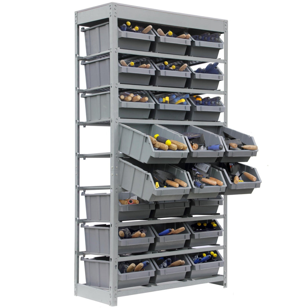 Woodworking Plastic Container Rack Customized Design - KING'S RACK Bin Rack w/ Plastic Bins in 8 Tiers ...