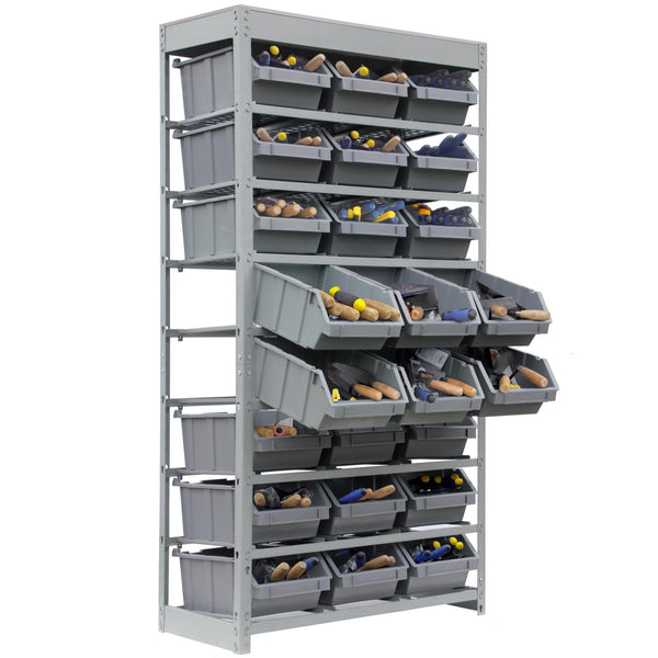 Customized Design - KING'S RACK Bin Rack w/ Plastic Bins in 8 Tiers