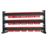 KING'S RACK Bin Storage System Organizer w/ 15 Plastic Bins in 3 tiers