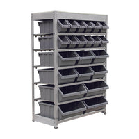 KING'S RACK Bin Rack Storage System Heavy Duty Steel Rack Organizer Shelving Unit w/ 22 Plastic Bins in 6 tiers