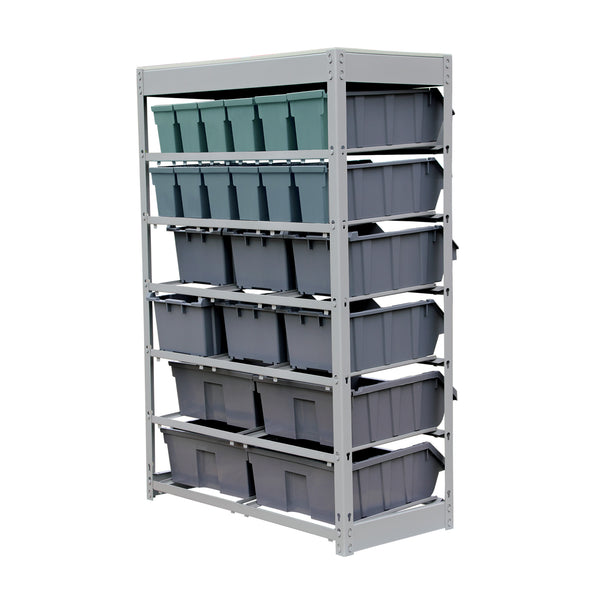 King's Rack Bin Rack Boltless Steel Storage System Organizer w/ 12 Plastic  Bins in 4 tiers 
