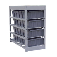KING'S RACK Bin Rack Boltless Steel Storage System Organizer w/ 24 Plastic Bins in 4 tiers