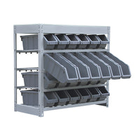 KING'S RACK Bin Rack Boltless Steel Storage System Organizer w/ 24 Plastic Bins in 4 tiers