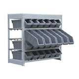 KING'S RACK Bin Rack Boltless Steel Storage System Organizer w/ 24 Plastic Bins in 4 tiers