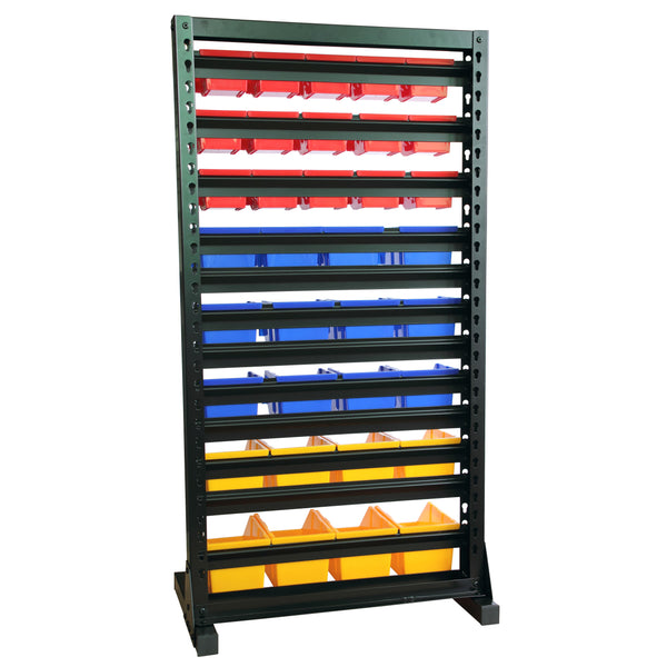 Gray 6-Tier Boltless Bin Storage System Garage Storage Rack (22 Plastic  Bins in 6 Tier)