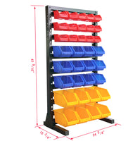 King's Rack Hanging Bin Rack Storage System Heavy Duty Steel Rack Organizer  Shelving Unit w/ 35 Plastic Bins in 8 tiers