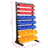 King's Rack Hanging Bin Rack Storage System Heavy Duty Steel Rack Organizer Shelving Unit w/ 35 Plastic Bins in 8 tiers