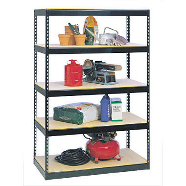 King's Rack 5-Tier Metal Boltless Storage Shelving in Black and Wooden