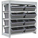 KING'S RACK Bin Rack Boltless Steel Storage System Organizer w/ 8 Plastic Bins in 4 tiers