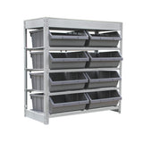 KING'S RACK Bin Rack Boltless Steel Storage System Organizer w/ 8 Plastic Bins in 4 tiers