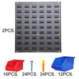 King's Rack Wall Mount Hanging Bin Rack Storage System Heavy Duty Steel Rack Organizer Shelving Unit w/ 14 Plastic Bins
