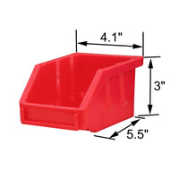 KING'S RACK Wall Mount Hanging Bin Rack Storage System Organizer  w/ 8 Red Plastic Bins