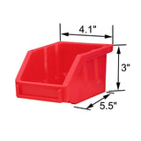 KING'S RACK Wall Mount Hanging Bin Rack Storage System Organizer  w/ 8 Red Plastic Bins
