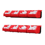 KING'S RACK Wall Mount Hanging Bin Rack Storage System Organizer  w/ 8 Red Plastic Bins