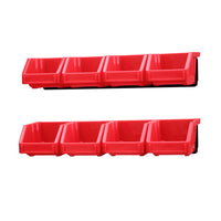 KING'S RACK Wall Mount Hanging Bin Rack Storage System Organizer  w/ 8 Red Plastic Bins