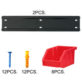 KING'S RACK Wall Mount Hanging Bin Rack Storage System Organizer  w/ 8 Red Plastic Bins