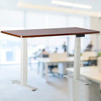 TYCHE HOME 53" W x 27.5" D Dual Motor Height Adjustable Desk ( White Base + Cherry Top )