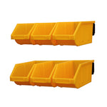 King's Rack Wall Mount Hanging Bin Rack Storage System Organizer  w/ 6 Yellow Plastic Bins