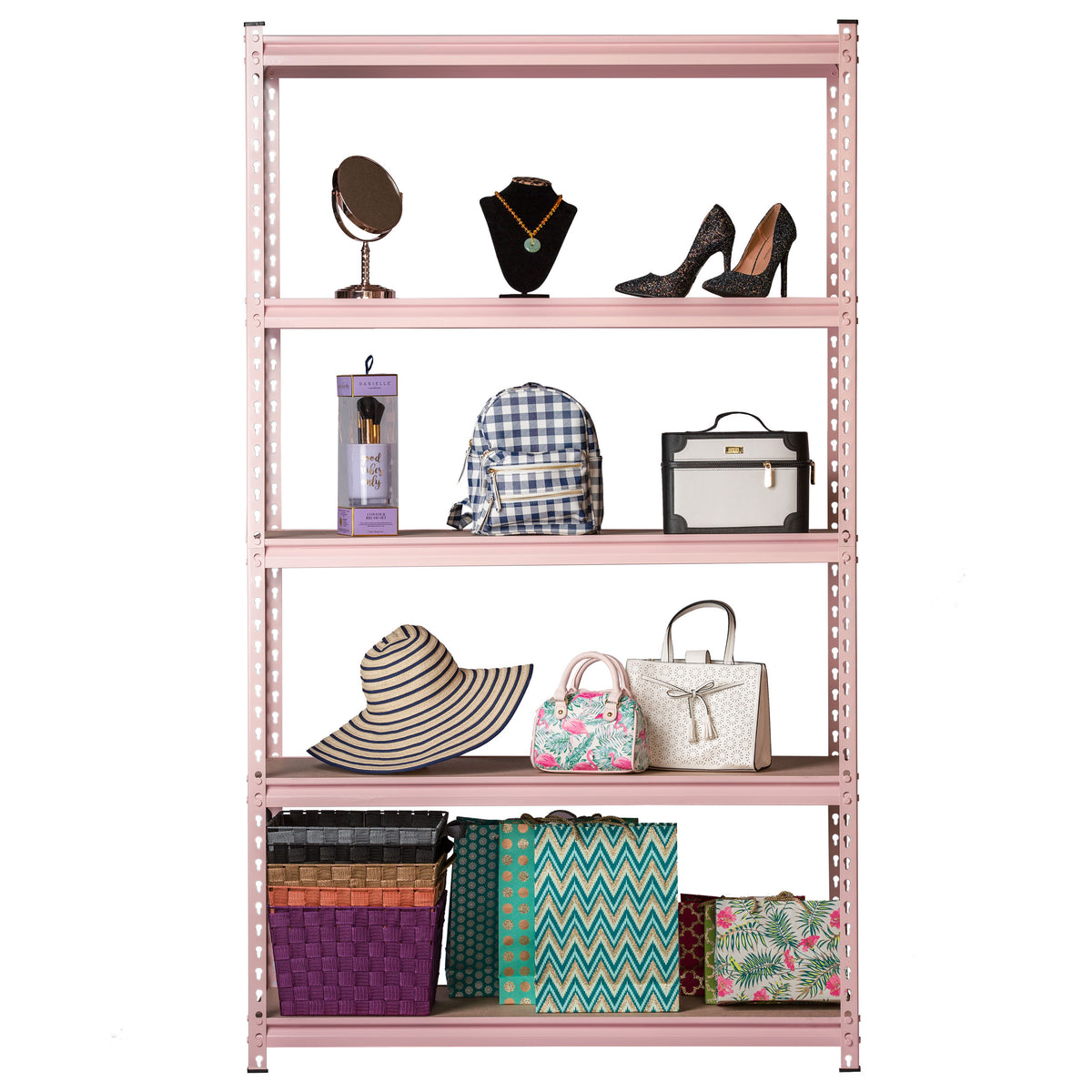 KING'S RACK 5-Tier Pink Steel Storage Rack 36
