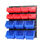 King's Rack Wall Mount Hanging Bin Rack Storage System Heavy Duty Steel Rack Organizer Shelving Unit w/ 14 Plastic Bins