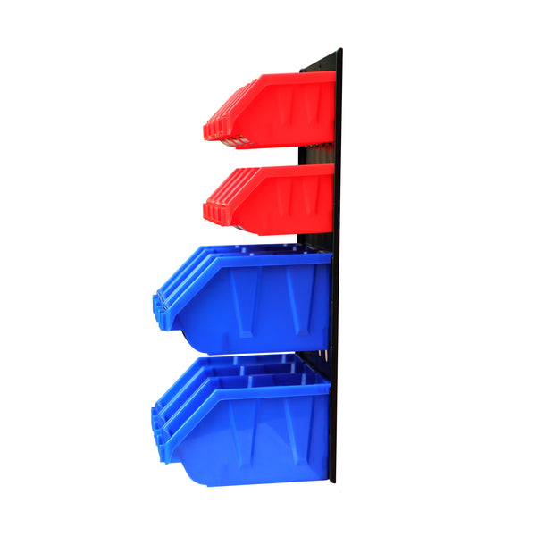 KING'S RACK Bin Rack Boltless Steel Storage System Organizer w/ 12 Plastic  Bins in 4 tiers